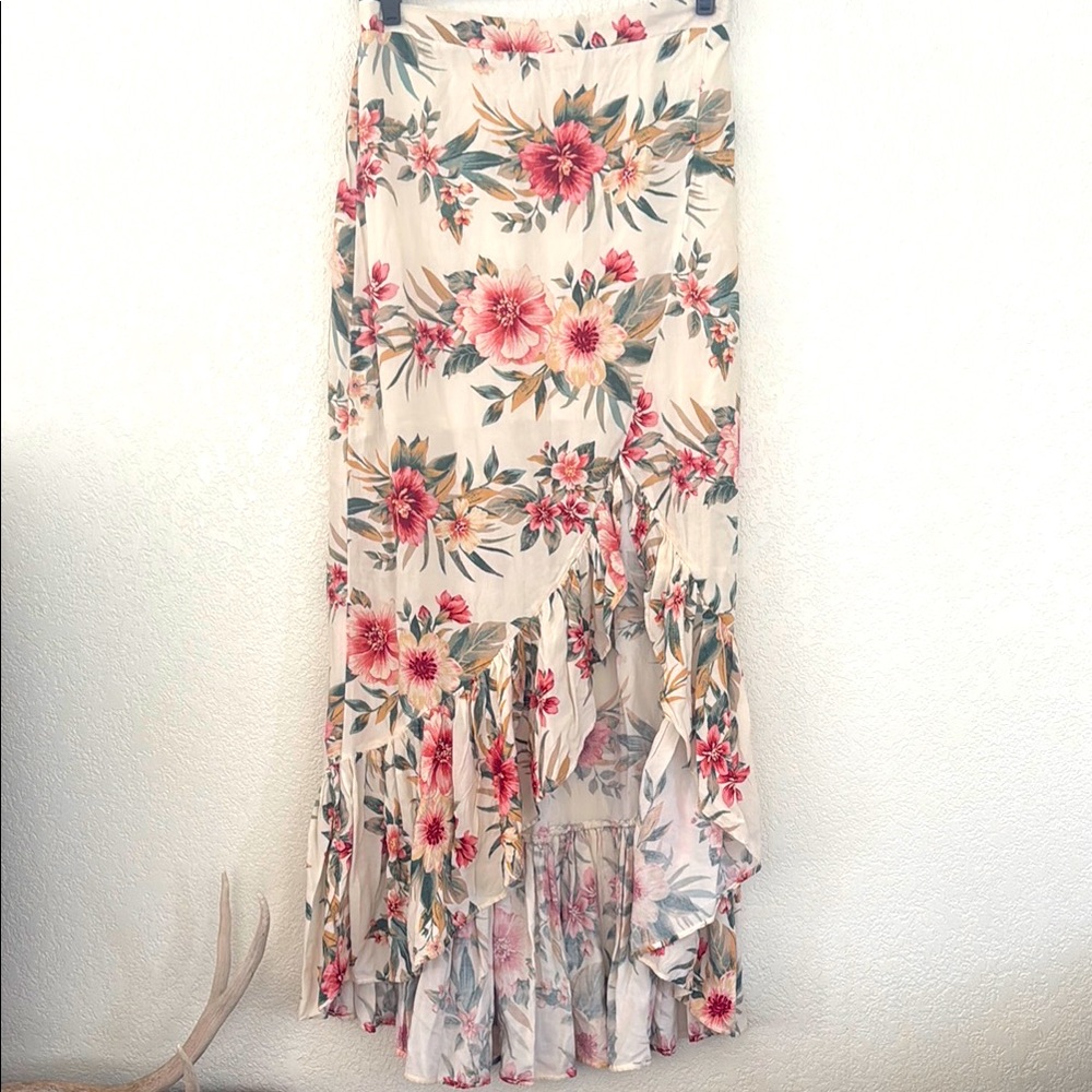 American Eagle Floral High-Low Maxi Skirt
